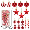 Set di addobbi natalizi rossi e bianchi con forme di cuore, stella e bastoncini - Rosso
