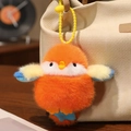 Portachiavi uccellino in peluche arancione con gancio giallo su borsa beige da bimbi - Uccello Arancione / Arancione