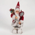 Poupée Père Noël avec bonnet rouge en tricot et sac de cadeaux pour la décoration - 30cm