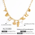 Collana in acciaio dorato con ciondoli a forma di cavalluccio, conchiglia e perla in oro 18K - Serie Oceano Multipendente (XL31580) / Oro