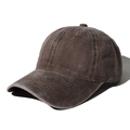 Unisex vintage washed cotton baseball cap in dark coffee brown with six-panel structure - Adjustable / Coffee