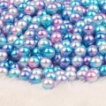 Mix of 4-10mm colorful round faux pearls in blue, purple, pink, and silver gradients - Lake Blue Purple Red