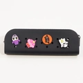Black silicone pencil case with DIY cartoon charms and decorative hole design - Small / Solid Black