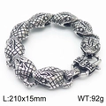 Vintage silver snake head bracelet in stainless steel with 210mm length and hip hop style - Steel Color Linked Snake Head Style (KB168630-KJX)