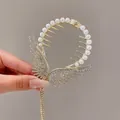 Elegante fermaglio per capelli a ala dorata con perle e nappe di strass luccicanti - J80 Ali d'Oro Nappa Molletta a Griffe