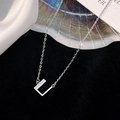 Minimalist S925 silver letter necklace with asymmetric U-shaped micro-inlaid zircon pendant - 925 Silver / Silver (Letter U)