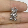 Ciondolo a forma di orsetto in argento con zirconi lucidi per gioielli fai-da-te - Platino Lucido