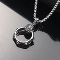 Retro hip-hop stainless steel ring pendant with cross pattern on box chain - Pendant Only (No Chain)