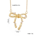 Collana a fiocco vintage francese in oro con pendente in zircone brillante per donne - Stile Fiocco Oro (890)