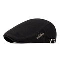 Béret d'été noir en maille respirante pour homme avec logo métallique et sangle réglable - Noir