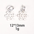 Detailed top view of a silver snowflake pendant bead with 12x13mm size specification - No.1 - Snowflake / 1 Piece