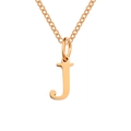 Polished gold-plated stainless steel necklace with uppercase letter J pendant - Letter J / Rose Gold
