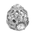 Silver hollow flower bead charm with sparkling zircon stones for jewelry DIY - Hollow Flower Rhinestone Bead