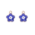 Detail of blue flower enamel evil eye charms with gold metal edges and hanging loops - Style 8-Flower Shape Gold Blue Eye