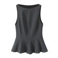 Top peplo grigio scuro senza maniche aderente con scollo a barca stile elegante - XS / Grigio
