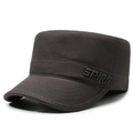 Berretto militare da uomo marrone scuro con ricamo SPIRIT e trama in tela di cotone - Regolabile / Stile Ricamo Lettere SPIRIT / Grigio
