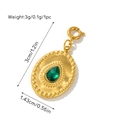 Vintage gold oval pendant with green gemstone teardrop and dimensions info - Pendant (Oval Water Drop Green Stone Style 13)