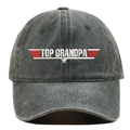 Dettaglio ricamo Top Grandpa su cappellino da baseball vintage in cotone grigio - Verde