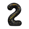 40-inch black number 2 balloon with gold Happy Birthday crown printing for parties - 40 Inch Black Gold Sticker Number 2 / Black/Gold