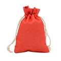 Linen drawstring jewelry gift bag in bright red with natural cotton rope closure - 10*14cm / Red