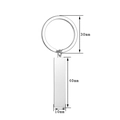 Detailed size view of silver puzzle keychain showing 40x10mm pendant and 30mm ring - Steel Color External Hole Long Bar (BYSQ008)