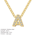 Goldene Edelstahlkette mit Buchstaben A Anhänger und Zirkonia Besatz, 45cm Kettenlänge - Buchstabe A / Gold