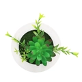 Artificial succulent in minimalist white circular frame with green flocked base and red tips - Style 10F