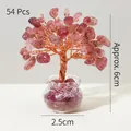 Pink crystal money tree handmade with 54 stones and copper wire in glass base 6cm - 54 Crystals Strawberry Quartz (Mini Fish Tank)