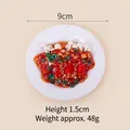 Artificial Enoki mushroom food model 9cm plate for play kitchen and display decor - 9cm / Enoki Mushroom - No Keychain