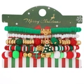 5-piece Christmas beaded bracelet set with clay beads, holiday pendants and festive charms - Christmas Tree And Gift Box Style (MY2698-6)