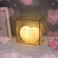 Heart-shaped night light in a gold-rimmed gift box with warm romantic glow - Large Size with Gift Box/Laffite Grass / White