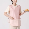 Pink waterproof kitchen apron with white heart patterns and large front pocket - One Size / Pink Heart-Mesh Breathable-With Wiping
