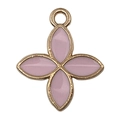 Pink and gold four-leaf clover flower charm pendant for DIY jewelry making - 1Pc Four-leaf Clover 11x15mm