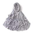 Detail of light grey jersey scarf featuring soft modal texture and fine hemmed edges - Light Grey (#39)
