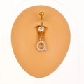 Piercing ombelico dorato con pendente lettera Q impreziosito da zirconi lucidi - Lettera Q (Z-411) / Oro