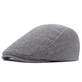 Gorra clásica de hombre en tweed gris con hebilla ajustable para otoño e invierno - Ajustable / Gris claro