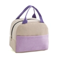 Borsa termica in velluto a coste bicolore viola e beige con manici resistenti - Viola Crema