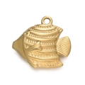 Golden stainless steel fish-shaped pendant with detailed scale texture and top ring - Gold 533# Koi Fish / 16.5*17.5mm