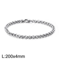 Pulsera de cadena Rollo de acero inoxidable plateado, cierre de langosta, 200mm x 4mm - 20cm x 4mm / Plata (4mm)