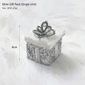 Sparkling silver gift box Christmas tree ornament with glitter bow and 8cm size - 8cm Gift Box Single Pack / Silver White Gift Box Decor
