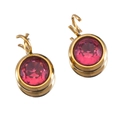 Elegante 7mm rosenrote runde Kristall-Anhänger-Ohrringe mit Goldbeschichtung - 10er Pack / Gold Basis Rosenrot