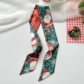 Christmas themed green hair scarf featuring Santa Claus and snowman patterns - Christmas Green