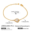Bracelet chaîne en acier doré avec pendentif cœur incrusté de nacre blanche - Bracelet Coeur Bicolore (JDB0212001-PS-1)