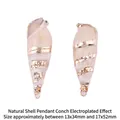 Natural conch shell pendant with gold electroplated stripes for DIY earring making - Fine Striped Style (BTA144-11)