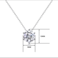 Single 9mm moissanite pendant with 925 silver six-prong setting and fine link chain - 40cm+5cm / Large Solitaire Six-prong Style (N13176)
