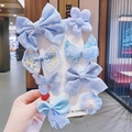 8-piece set of blue fabric and mesh butterfly hair clips for girls with floral embroidery - Hair Clip Set (With Cardboard) / Set of 8 / Elegant Blue (13#)