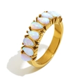 Luxury 18K gold plated stainless steel ring with seven teardrop-shaped white opals - US 6 / Luxury Opal Ring - Gold