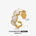 Anello regolabile in acciaio inossidabile dorato con motivi a cuore in smalto bianco - Aperto Regolabile / Oro con cuore bianco
