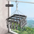 Aluminum alloy drying rack with 26 clips for socks and underwear, 33.5x25.5cm size - Square 26 Clips / Gunmetal