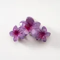 Purple gradient frangipani hair claw clip made of translucent resin for women - Purple Triple Plumeria [11cm]
